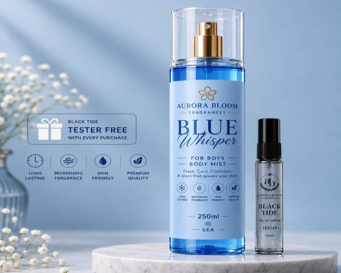 Buy Blue Whisper Men's Body Mist & Get a FREE Perfume Tester.