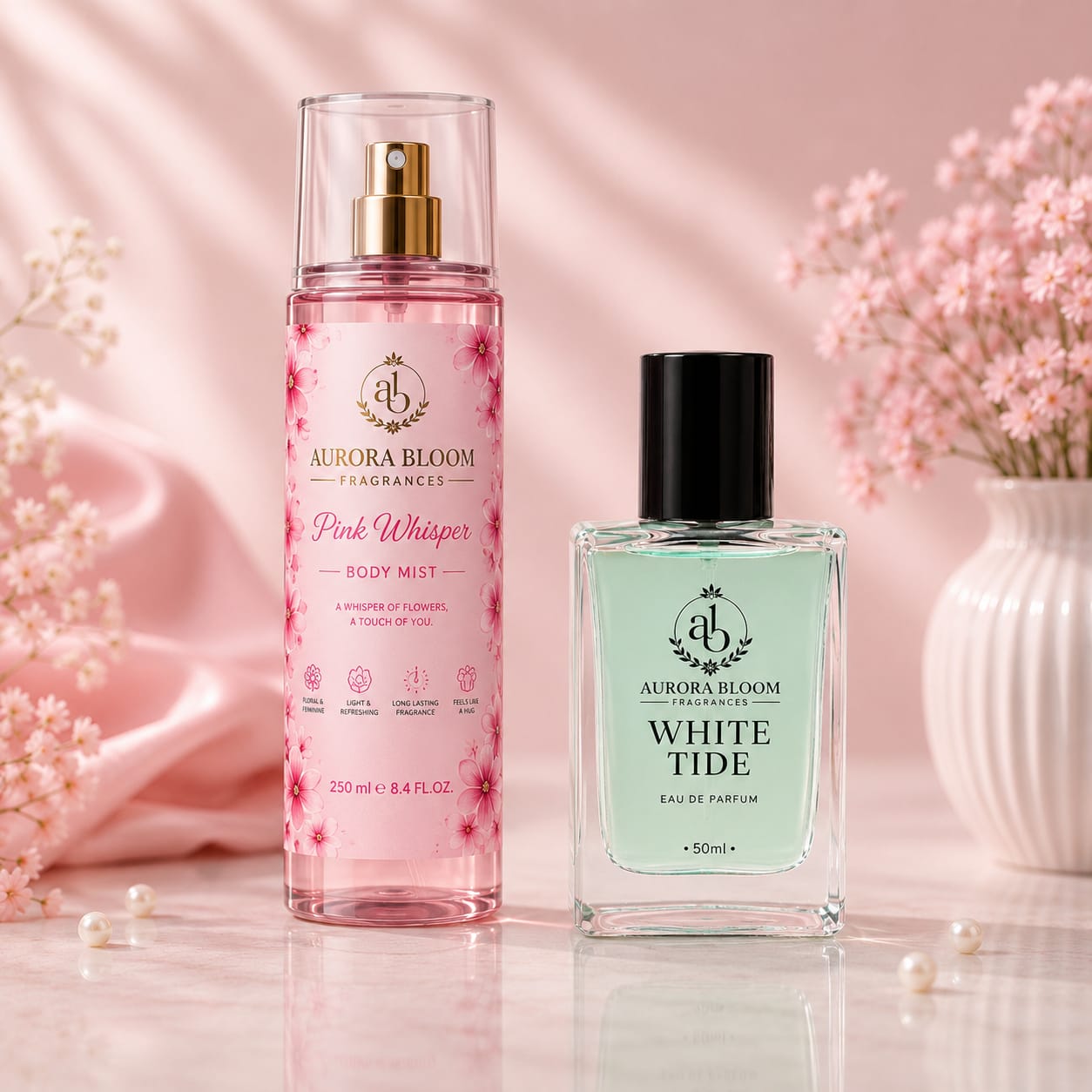 Pink whisper and white tide bundle ( with perfume box)