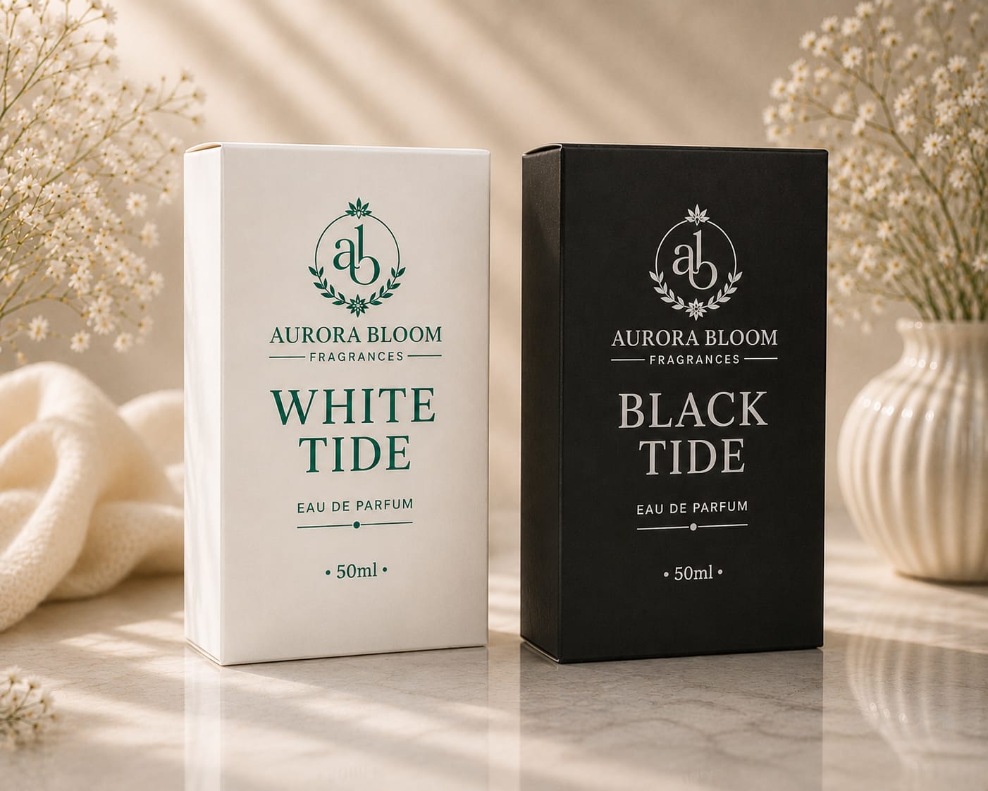 Aurora Bloom Signature Perfume Duo - Black Tide & White Tide Gift box