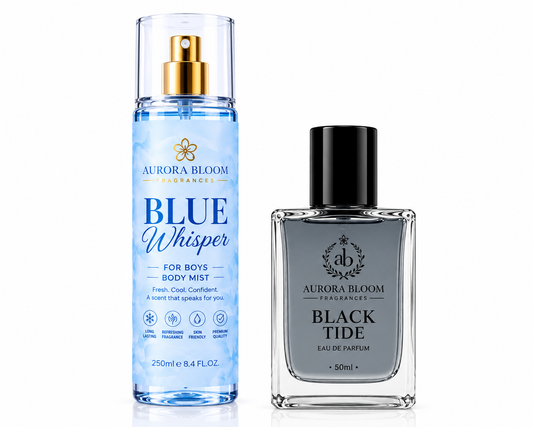 Men's Fragrance Duo Bundle - Blue Whisper & Black Tide. ( with perfume box )