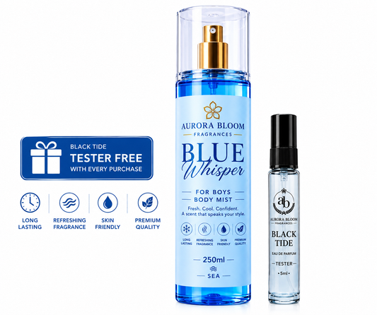 Buy Blue Whisper Men's Body Mist & Get a FREE Perfume Tester.