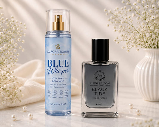 Blue whisper and black tide bundle ( with perfume box )